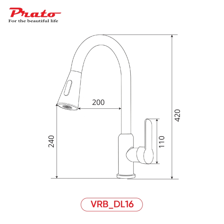 Vòi rửa bát dây rút đồng Prato DL16